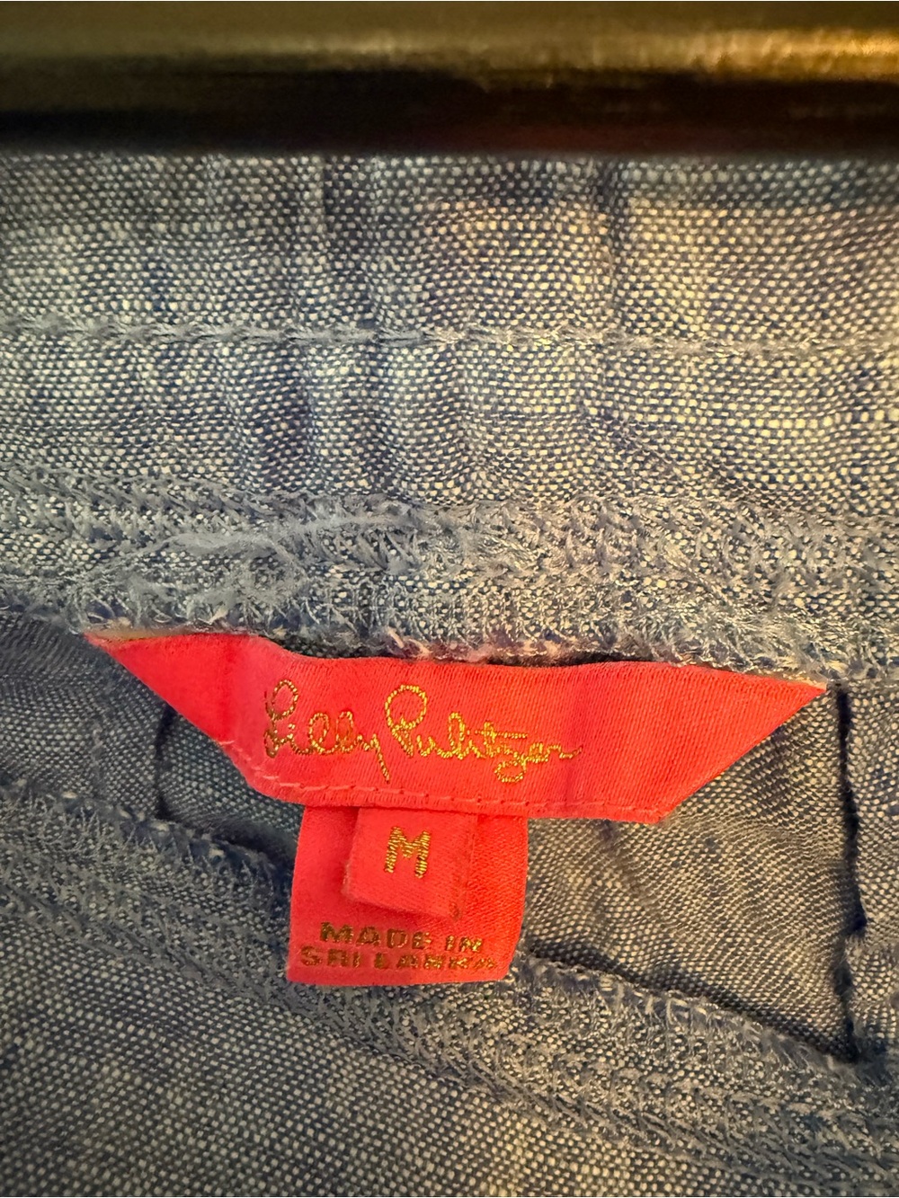 Lilly Pulitzer Blue Linen Blend Cropped Pants Women’s Medium Elastic Waist - Picture 4 of 4
